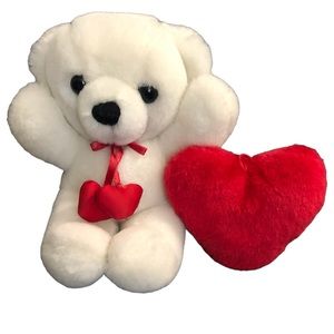 ♥️ VALENTINE’S DAY WHITE TEDDY BEAR with RED HEARTS 6” STUFFED PLUSH♥️